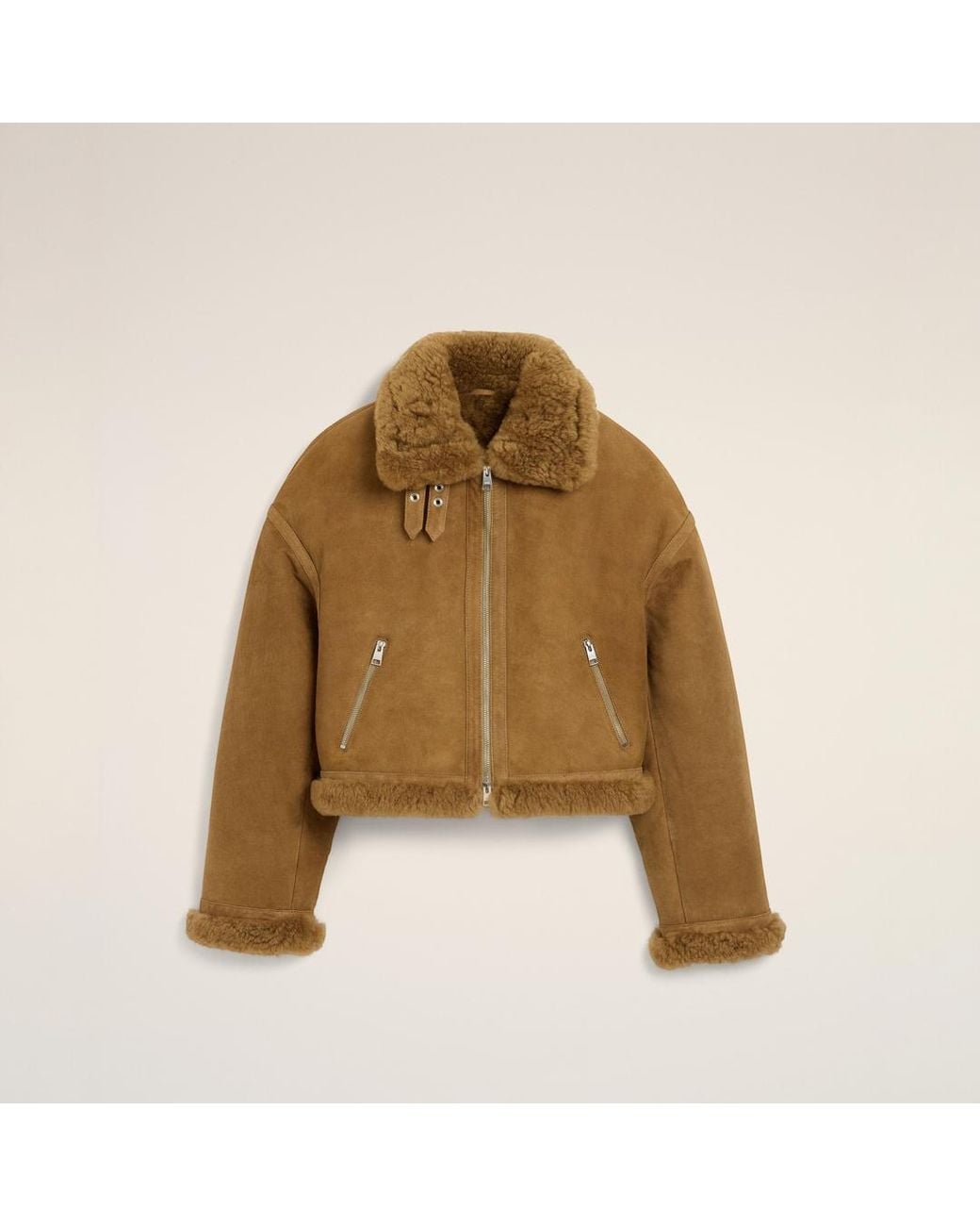 AMI Natural Sheep Shearling Aviator Jacket