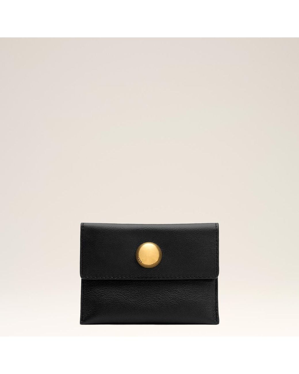 AMI Black Carrousel Cow Leather Folded Card Holder