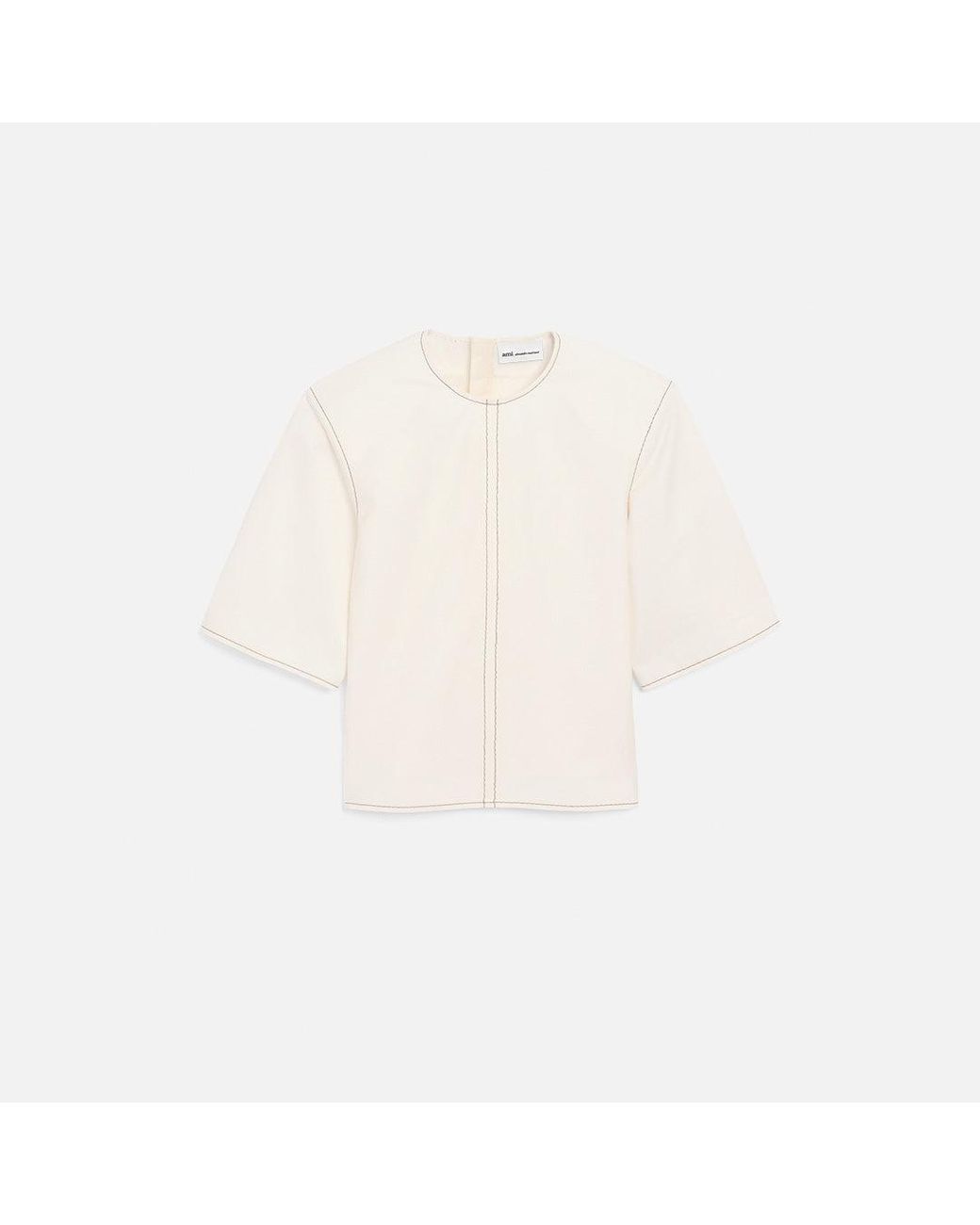 AMI Natural Cotton Short Sleeves Fitted Top