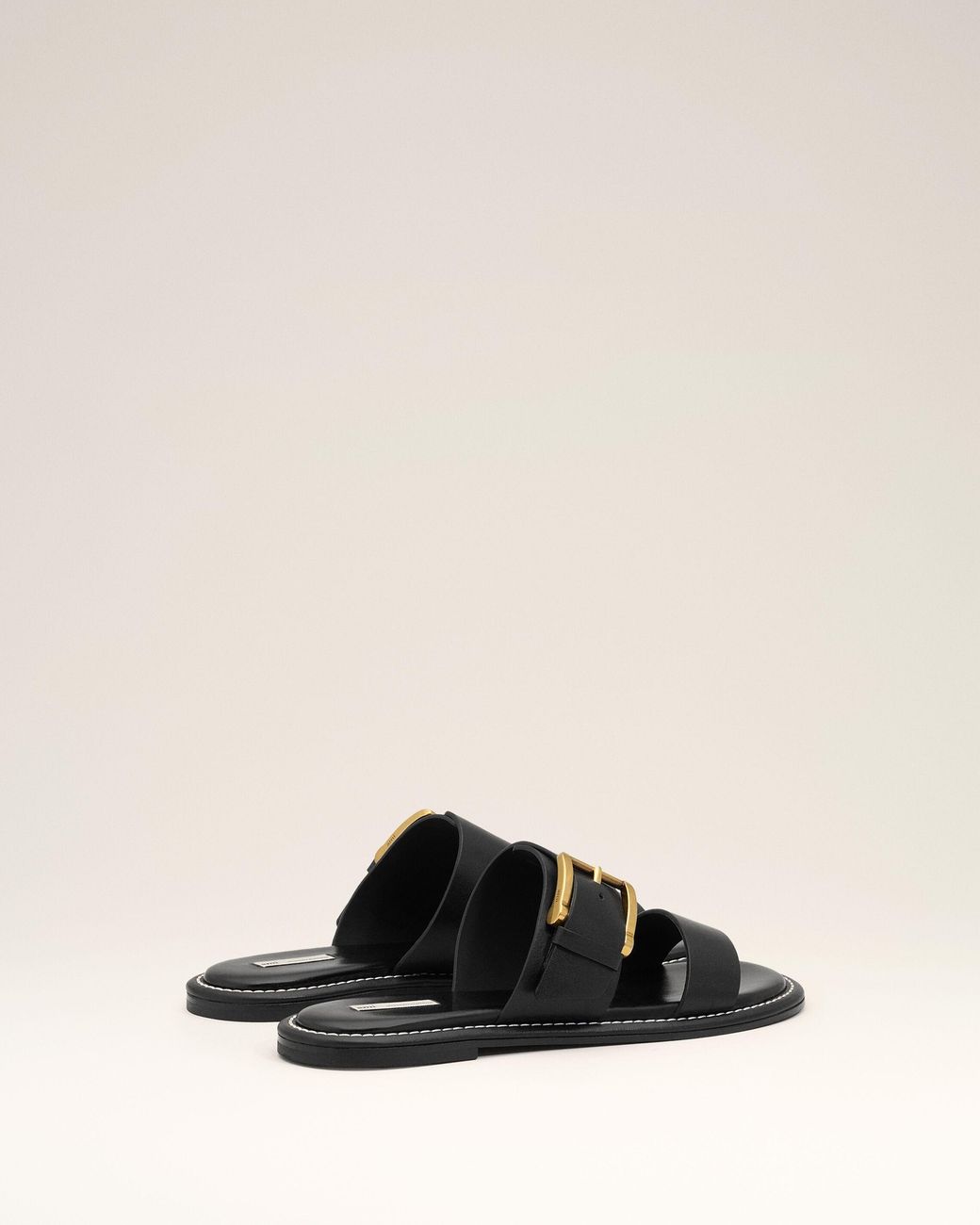 AMI Natural Cow Leather Buckle Sandals