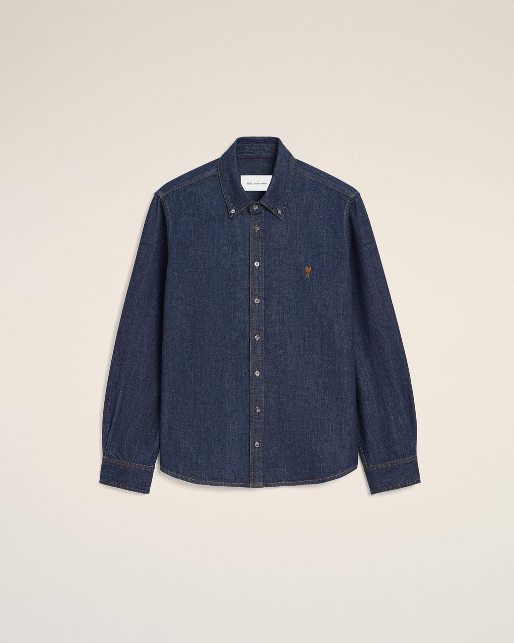 AMI Blue Denim Cotton Ami De Coeur Shirt
