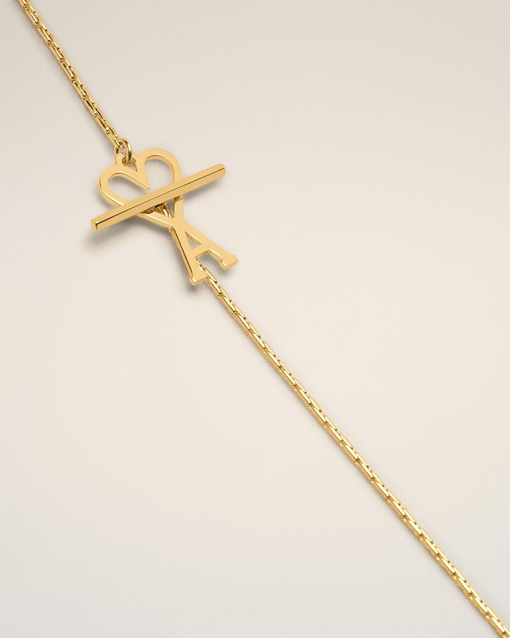 AMI Natural Brass Chain Necklace With Ami De Coeur