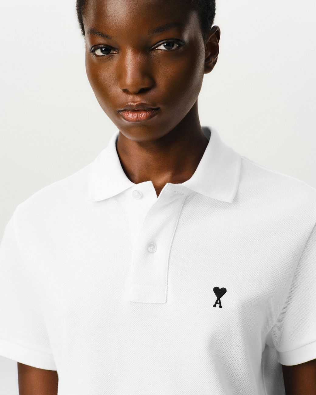 AMI Natural Cotton Polo With Ami De Coeur