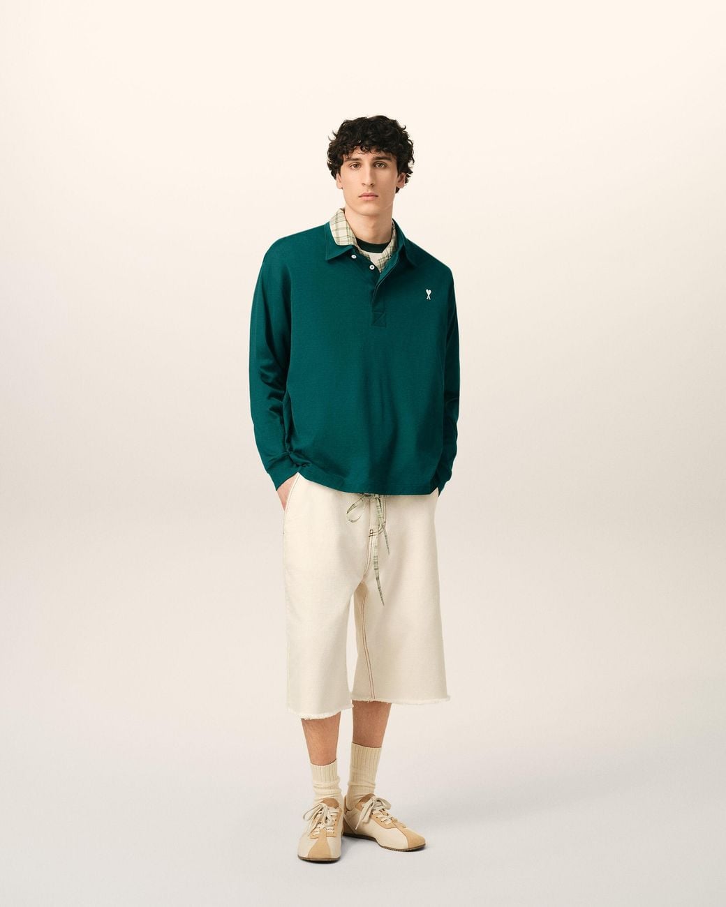 AMI Green Cotton Ami De Coeur Polo for men