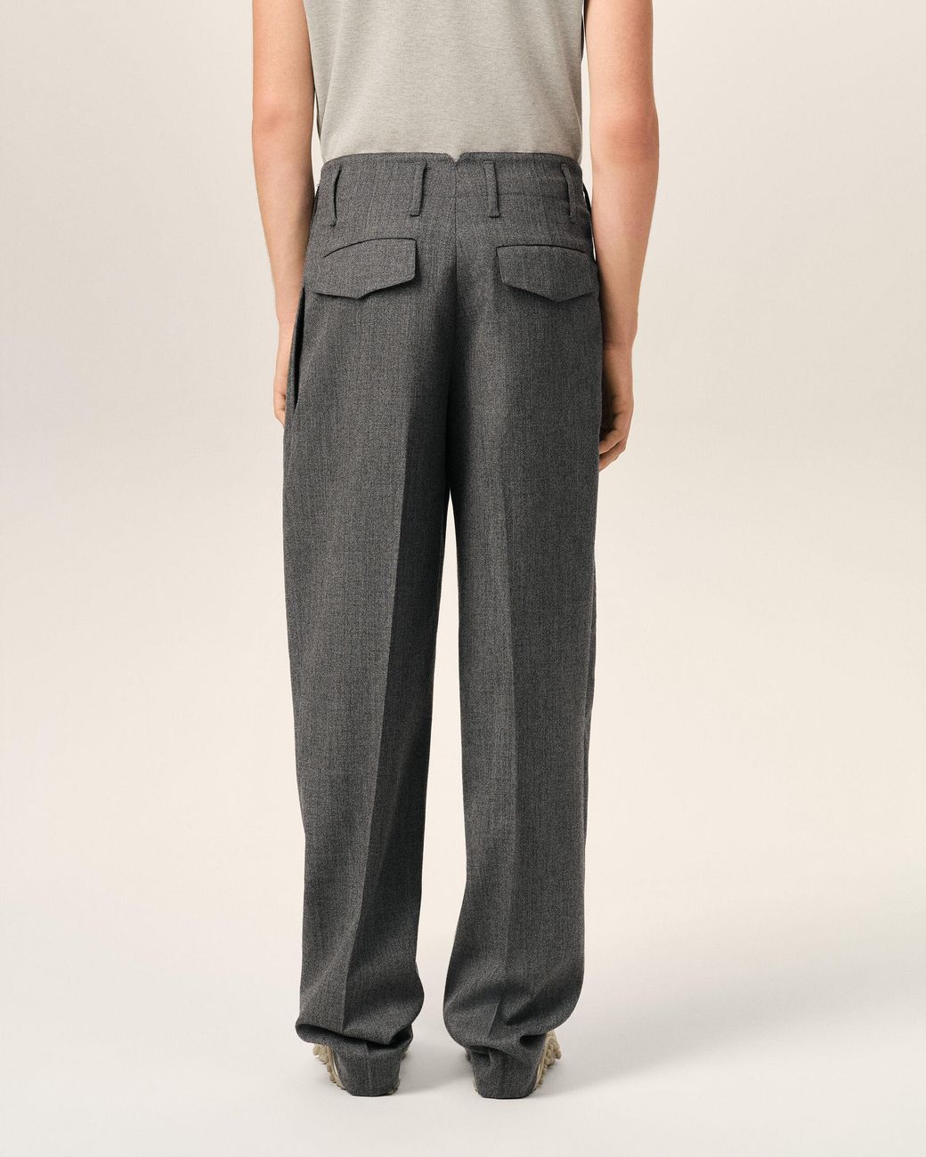 AMI Gray Two-Pleats Wool Trousers for men