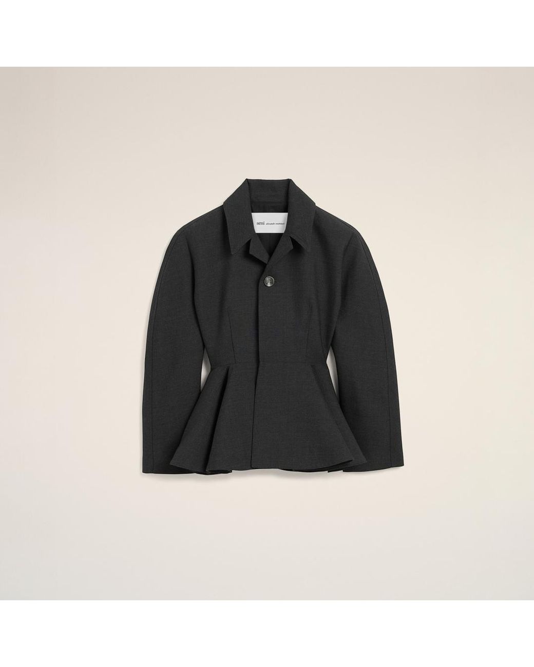 AMI Black Peplum Wool Jacket