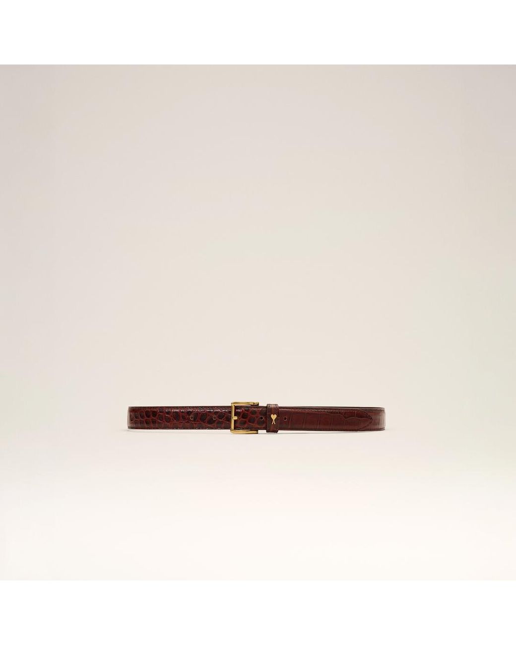 AMI Natural Crocodile Cow Leather Paris Paris Belt 25 Mm