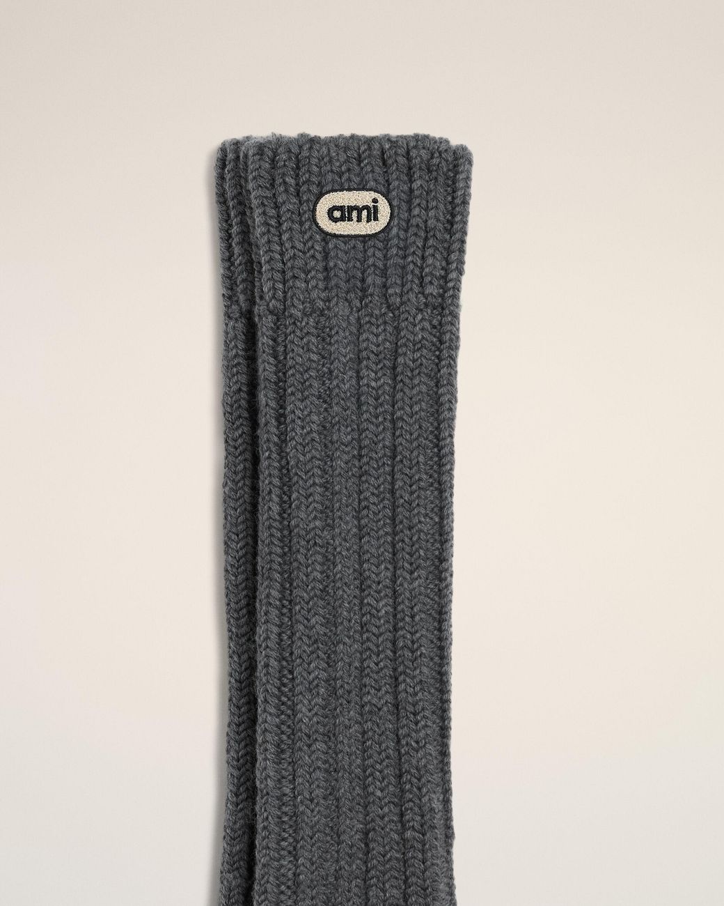 AMI Natural Wool Socks With Ami Patch