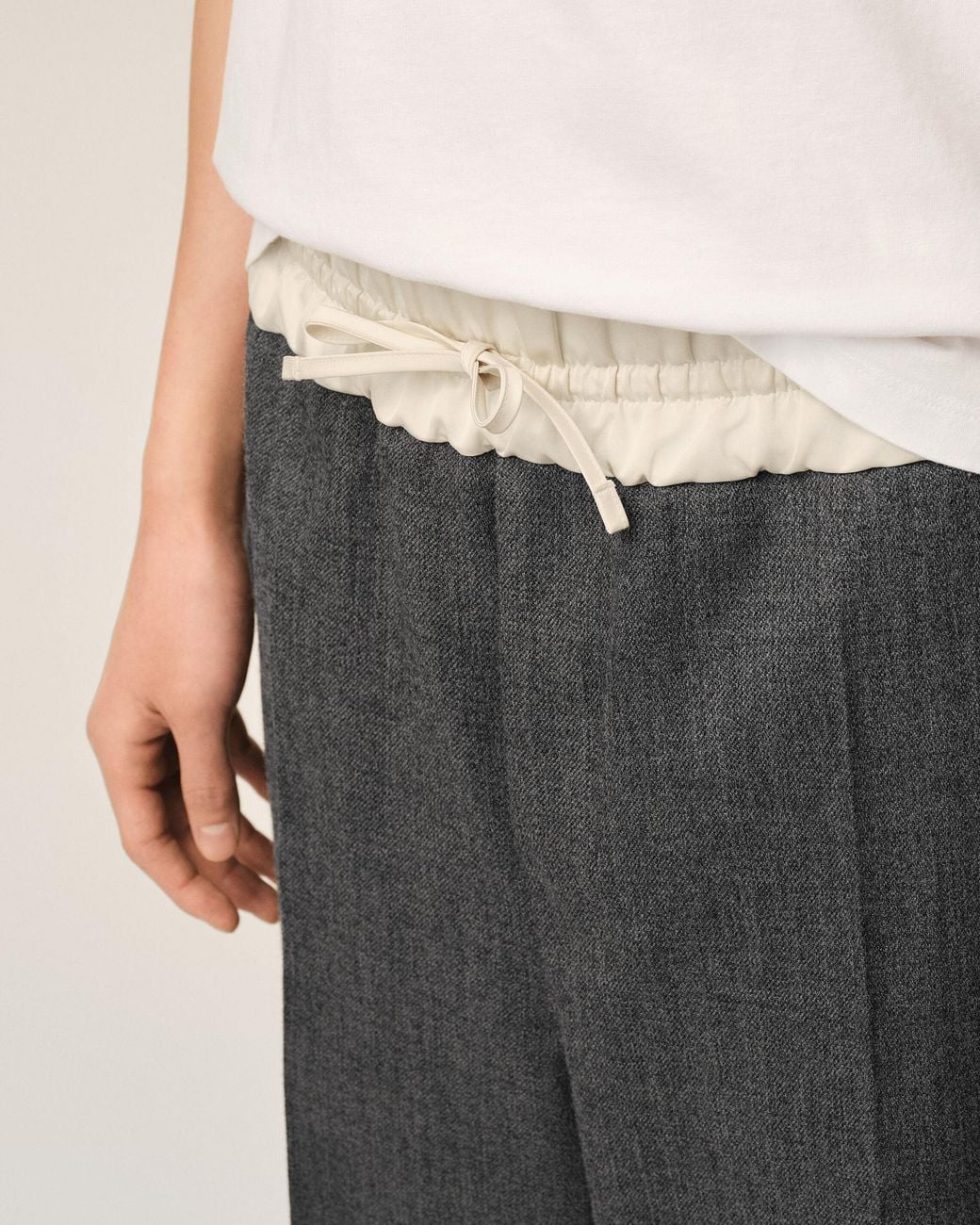 AMI Multicolor Elasticated-Waist Wool And Satin Trousers for men