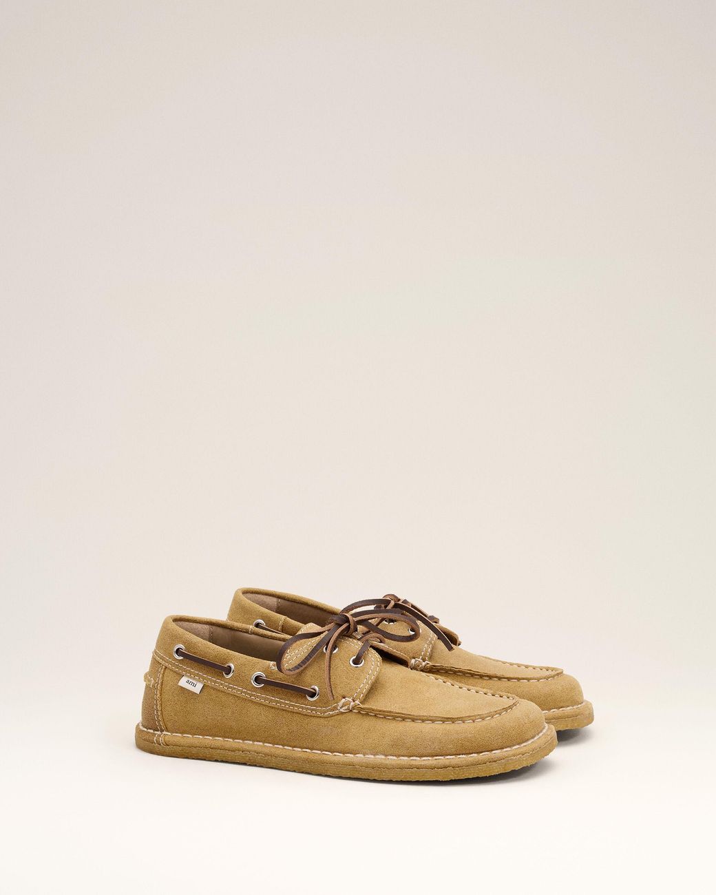 AMI Natural Cow Leather Boat Shoes