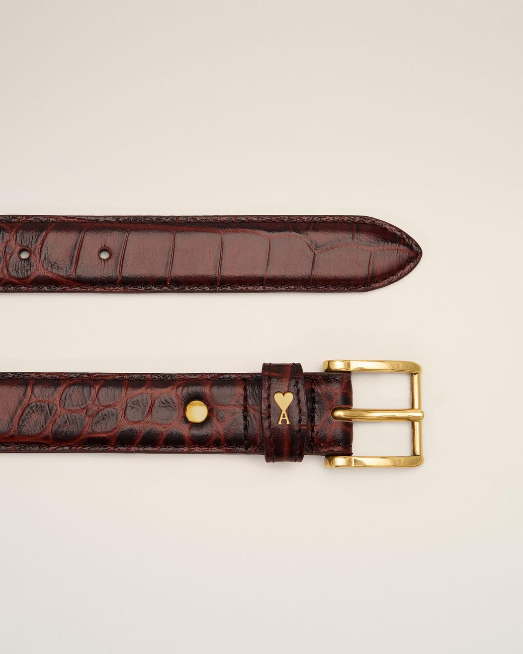 AMI Natural Crocodile Cow Leather Paris Paris Belt 25 Mm