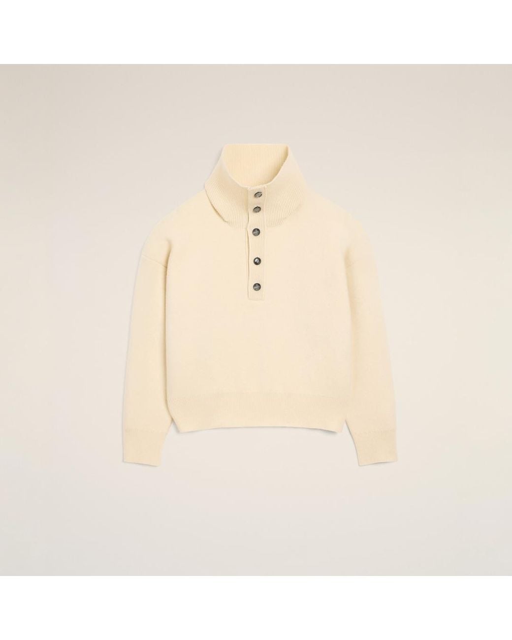 AMI Natural High Buttoned Collar Wool Sweater