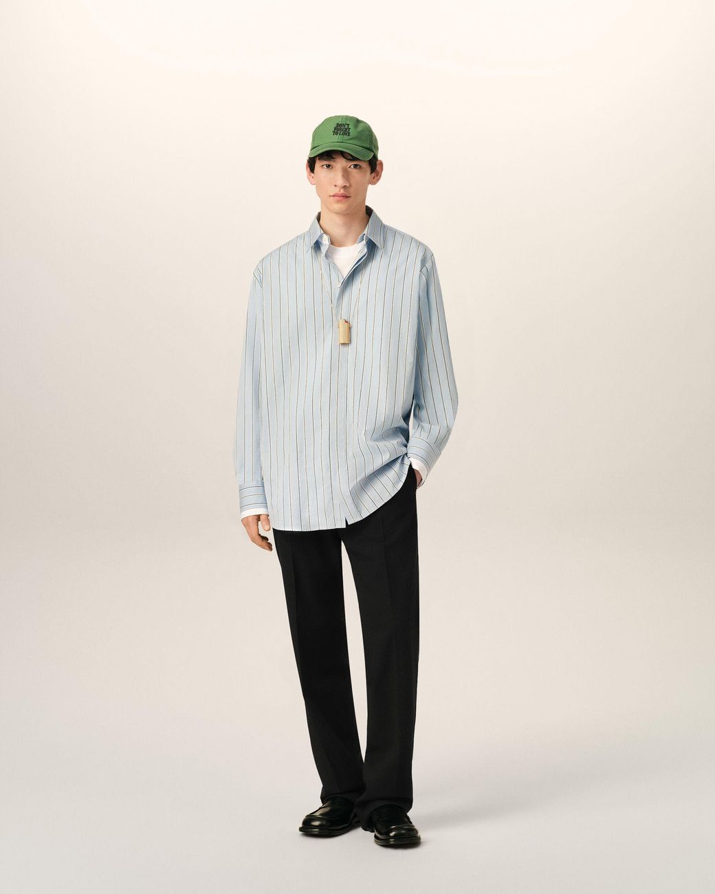 AMI Black Straight-Fit Wool Trousers for men