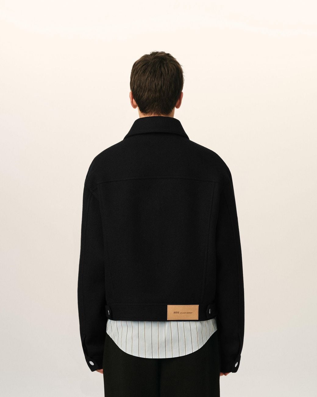 AMI Black Wool Trucker Jacket