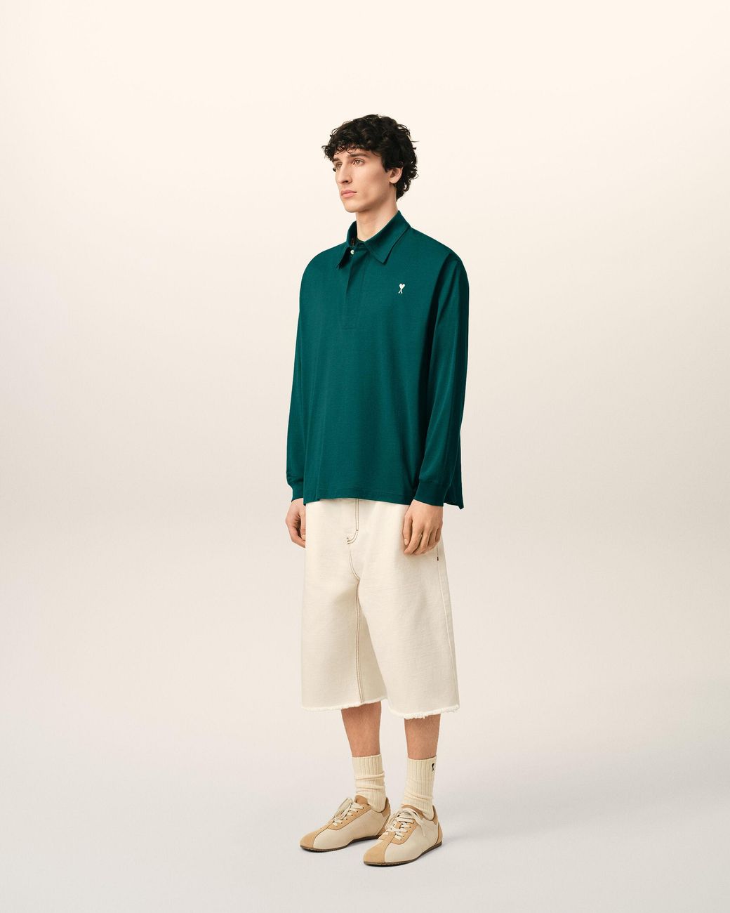AMI Green Cotton Ami De Coeur Polo for men