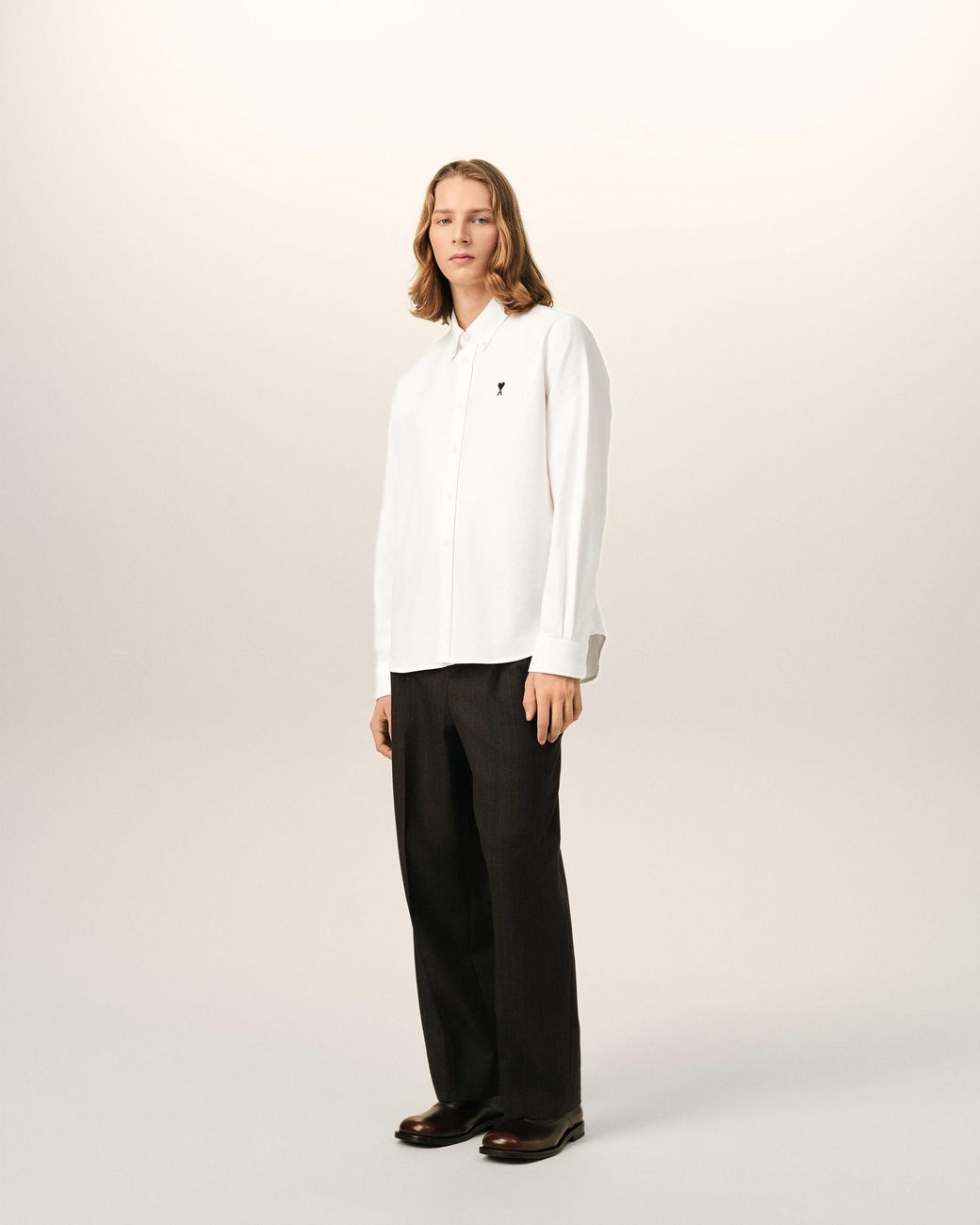AMI Natural Cotton Shirt With Ami De Coeur