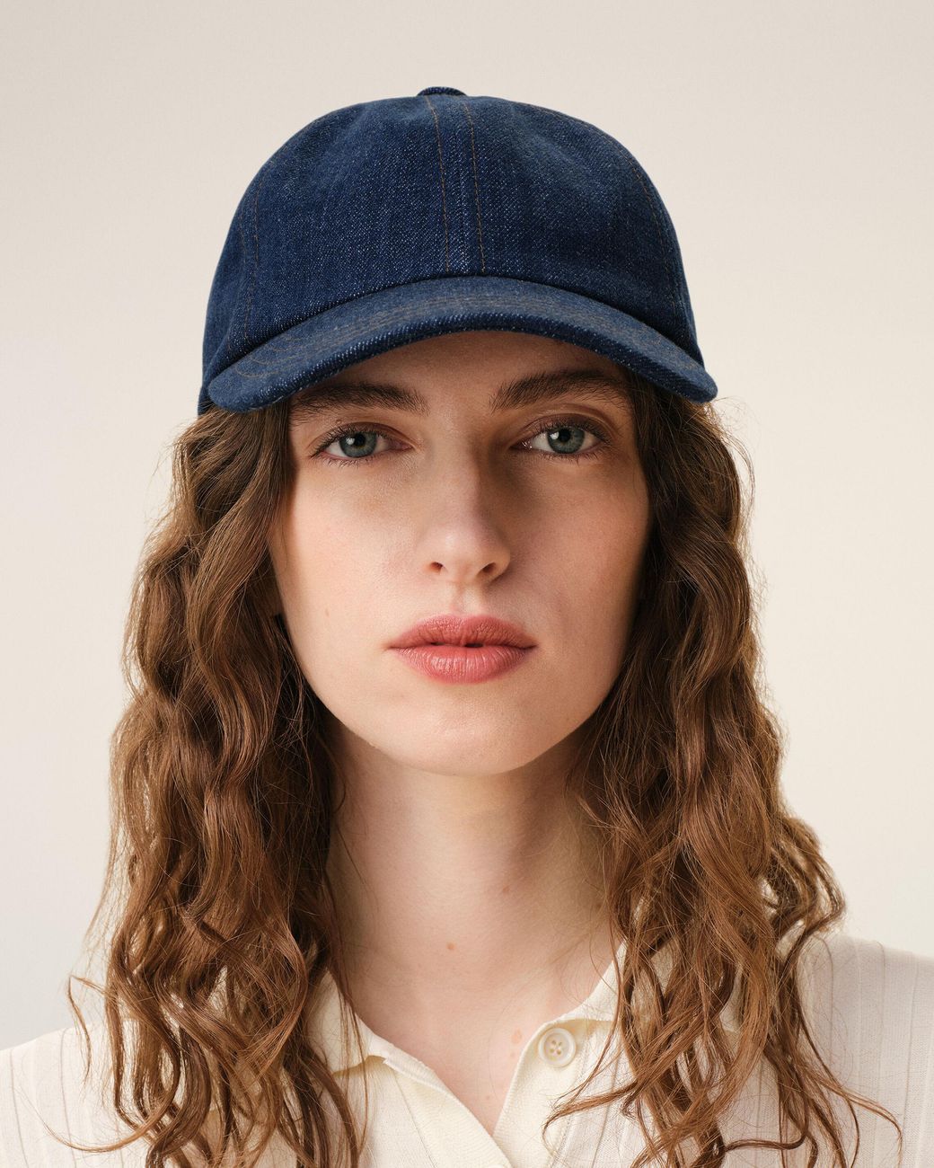 AMI Blue Denim Side Patch Cap