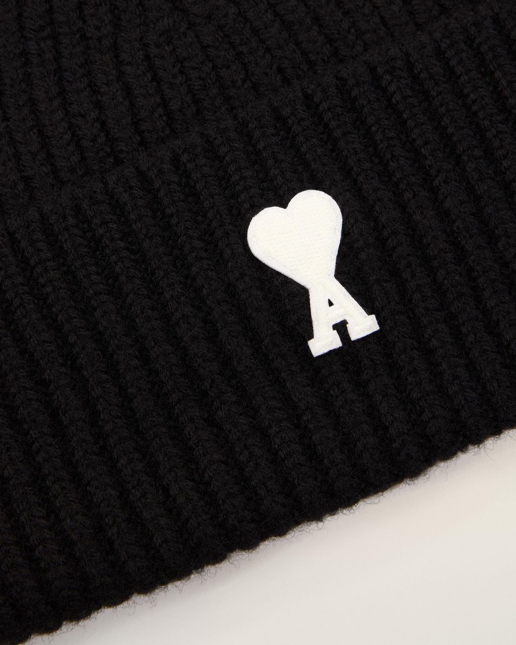 AMI Black Wool Beanie With Ami De Coeur