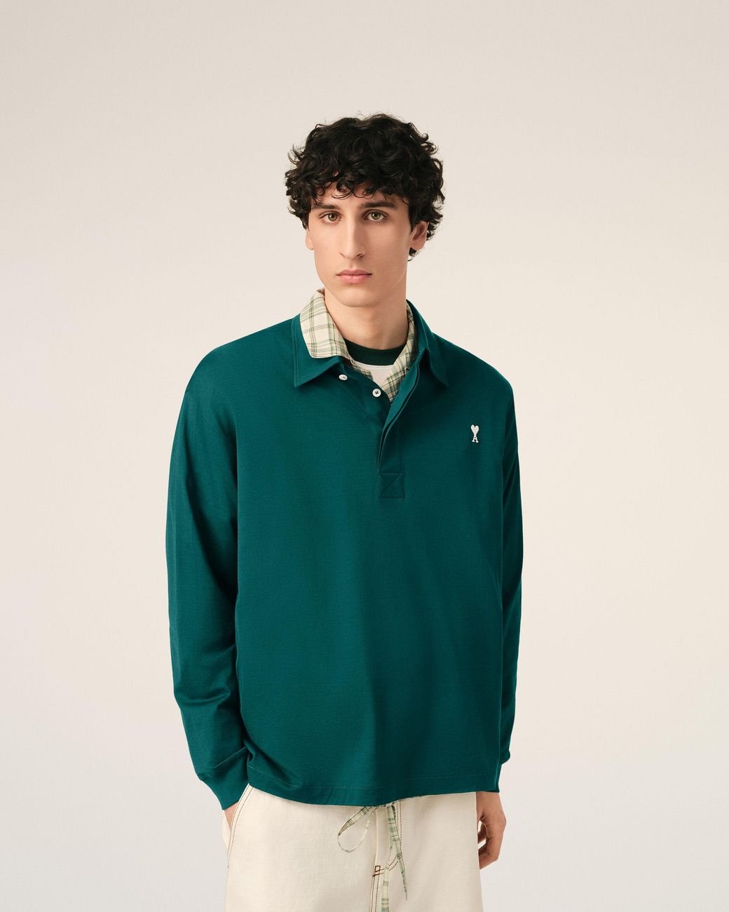 AMI Green Cotton Ami De Coeur Polo for men