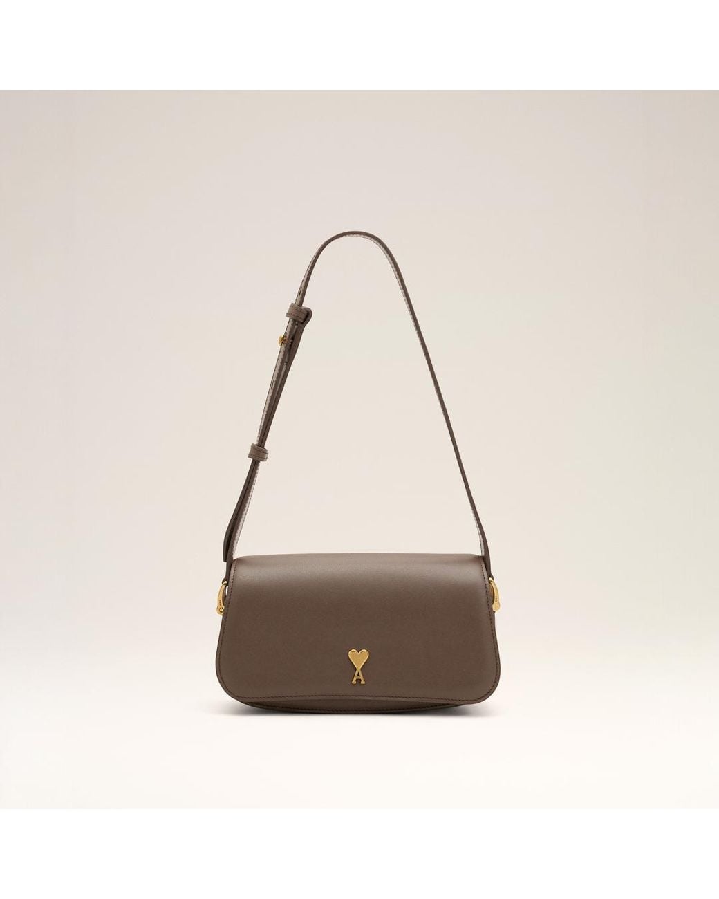 AMI Natural Cowhide Leather Paris Paris Shoulder Bag