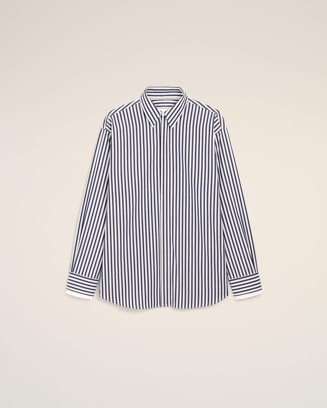 AMI Blue Large Striped Cotton Shirt With Removable Collar