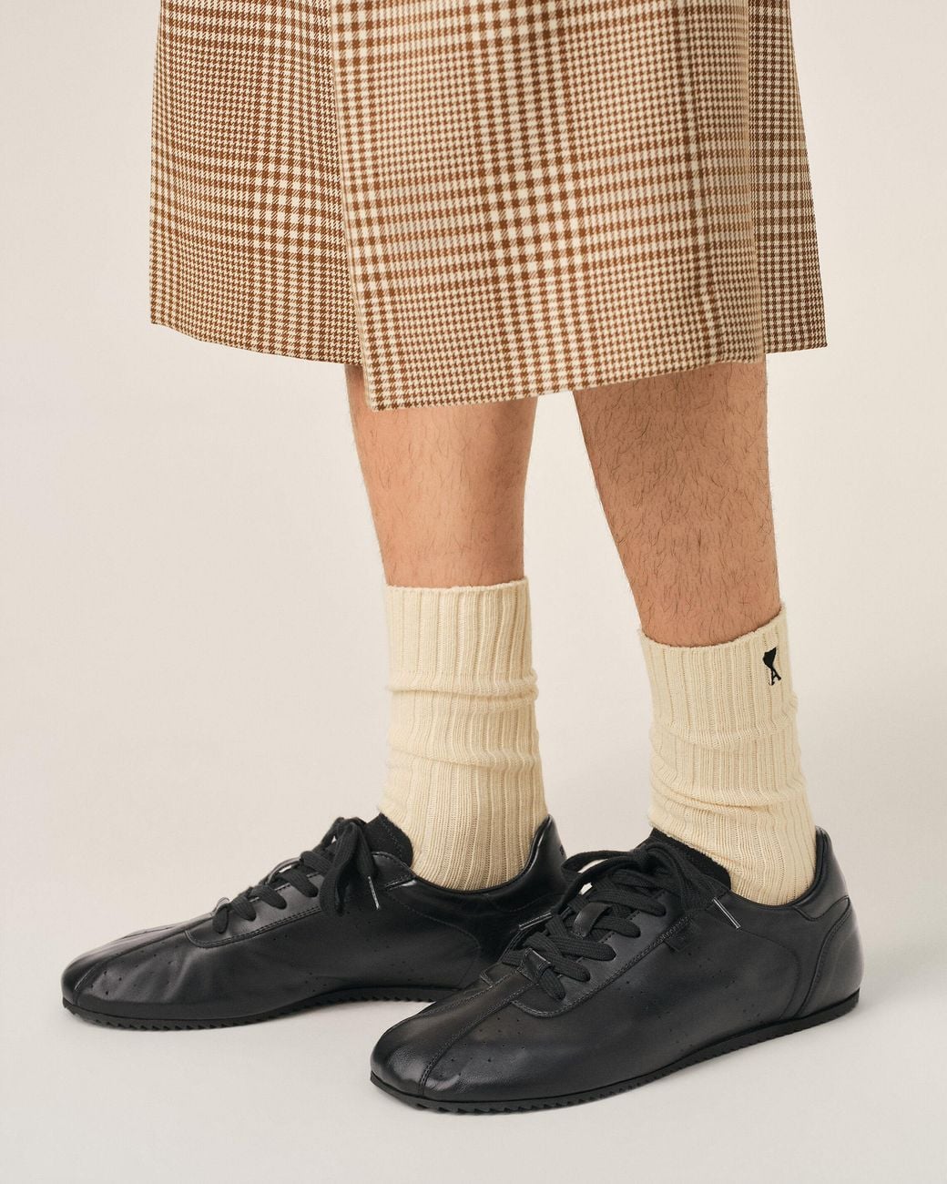 AMI Natural Cow Leather Soft Sneakers