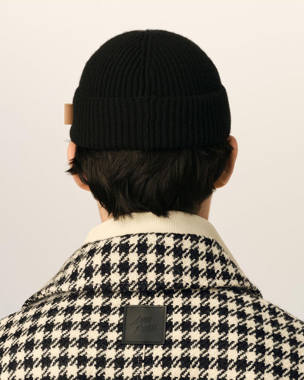 AMI Black Wool Ami Leather Label Beanie