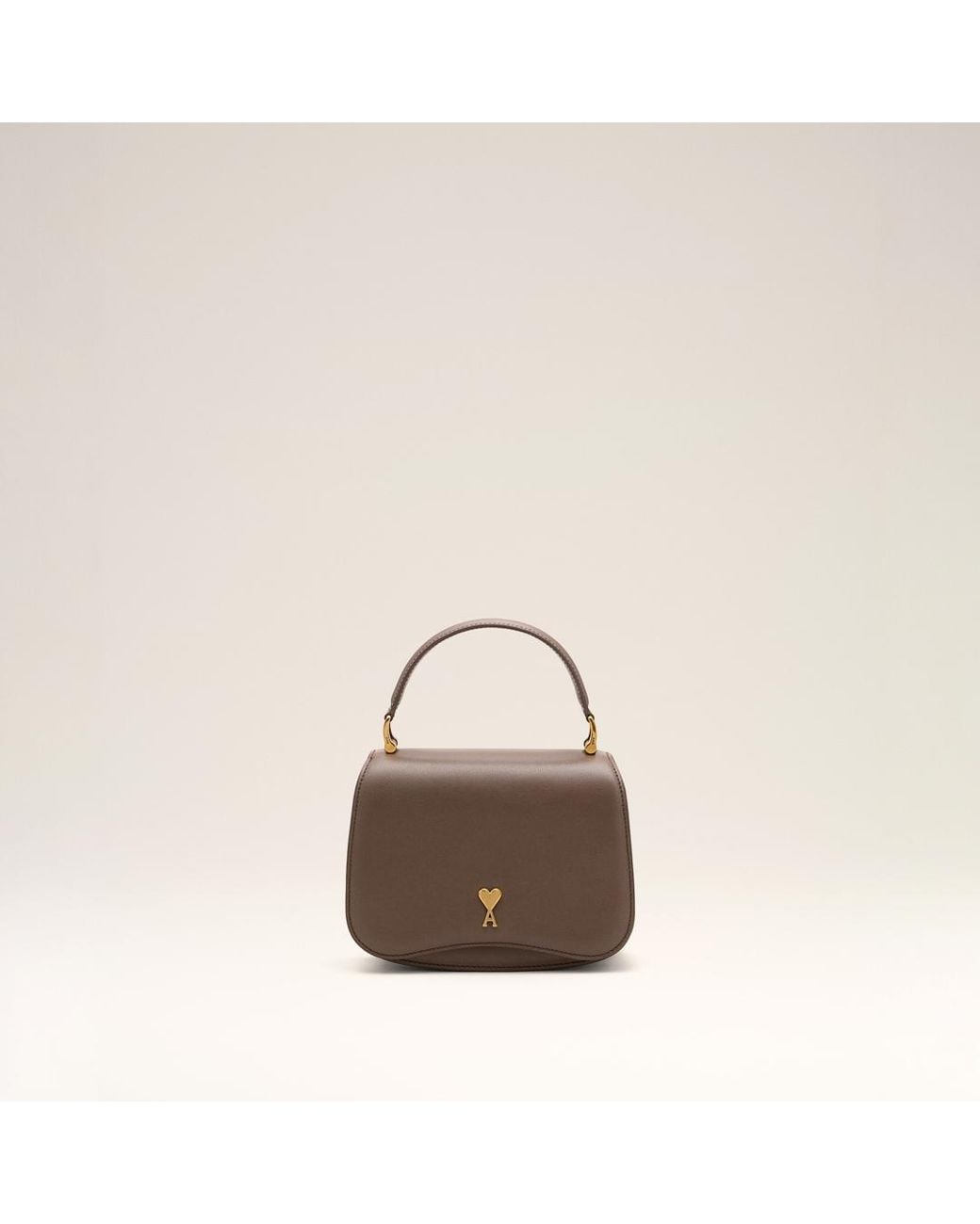 AMI Natural Cowhide Leather Paris Paris Top Handle Bag