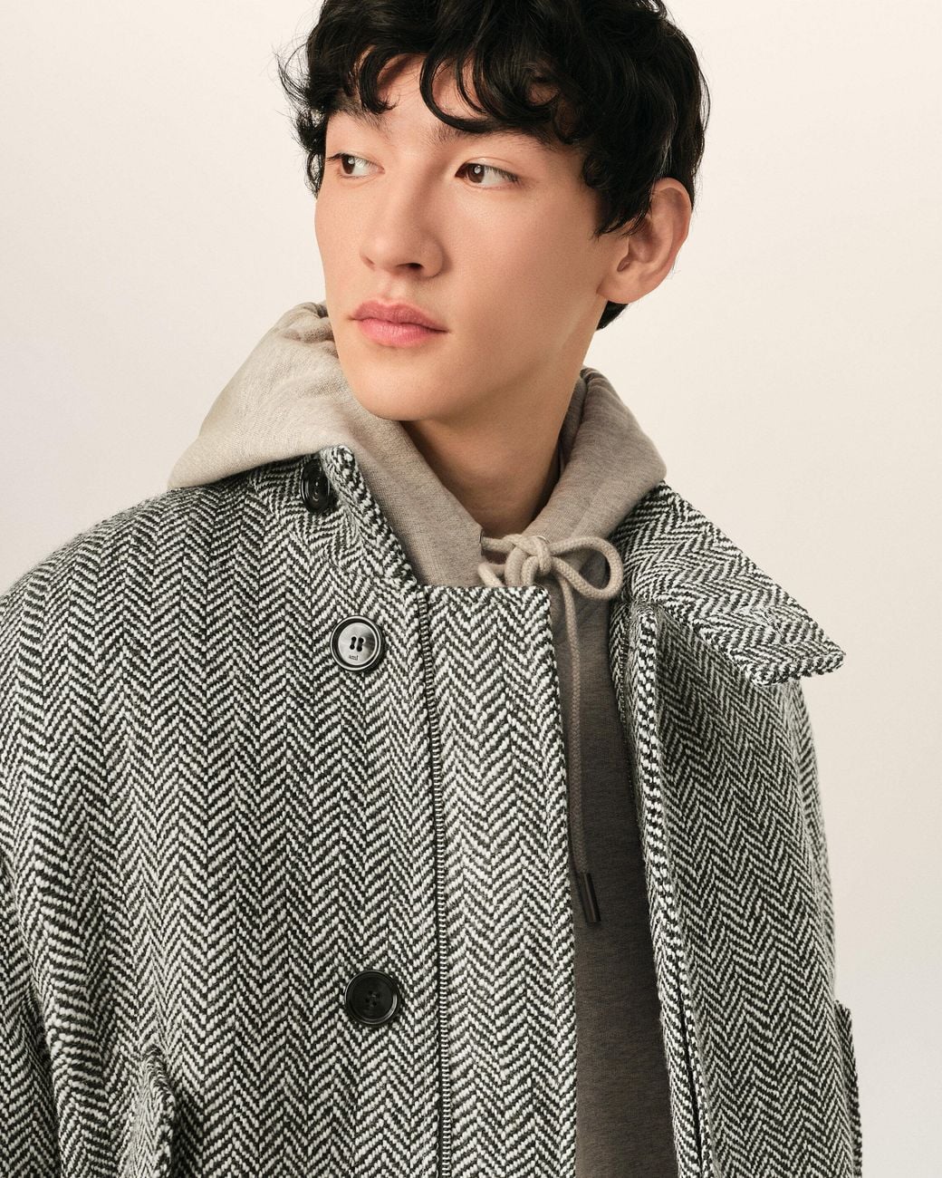 AMI Gray Wool Padded Harrington Jacket