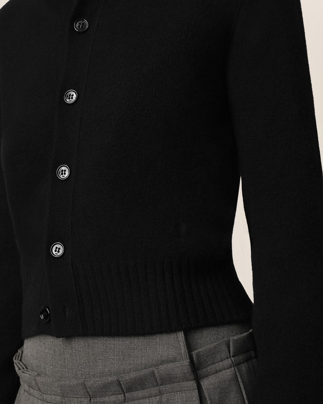 AMI Black Crewneck Cashmere Cardigan With Ami De Coeur