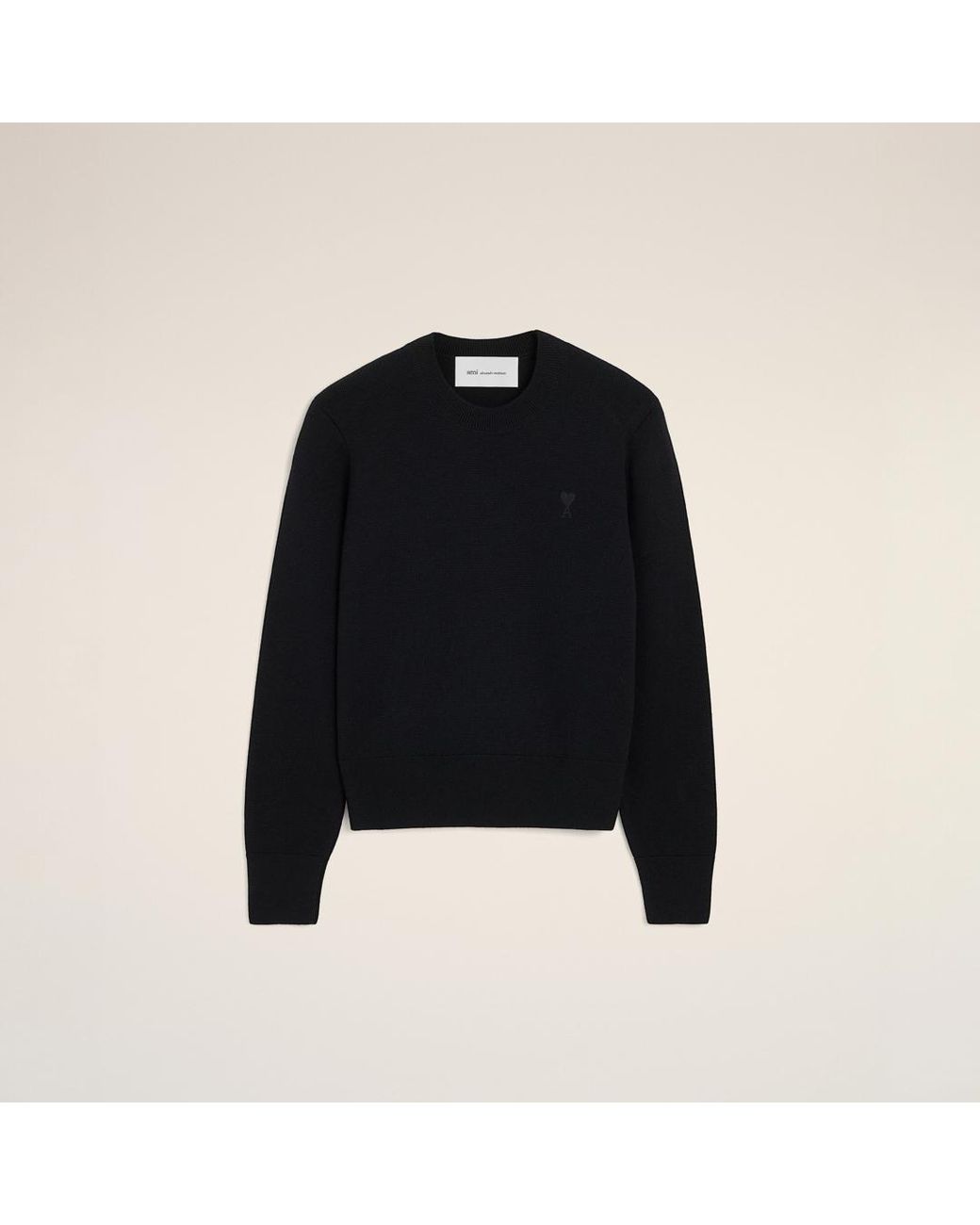 AMI Black Wool Ami De Coeur Crewneck Sweater