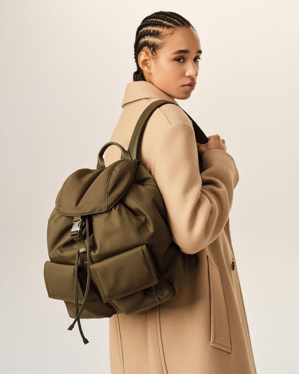 AMI Natural Nylon Marcel Flap Backpack