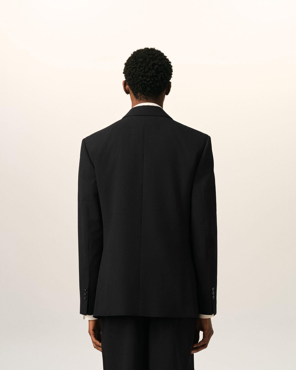AMI Black Double Breasted Straight-Fit Wool Blazer for men