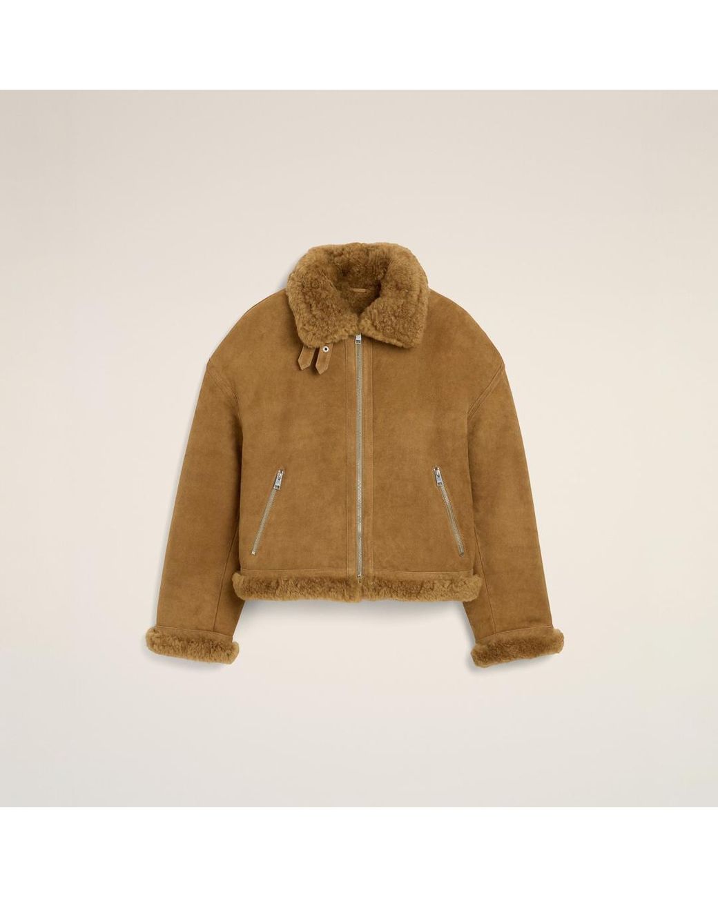 AMI Natural Sheep Shearling Aviator Jacket for men