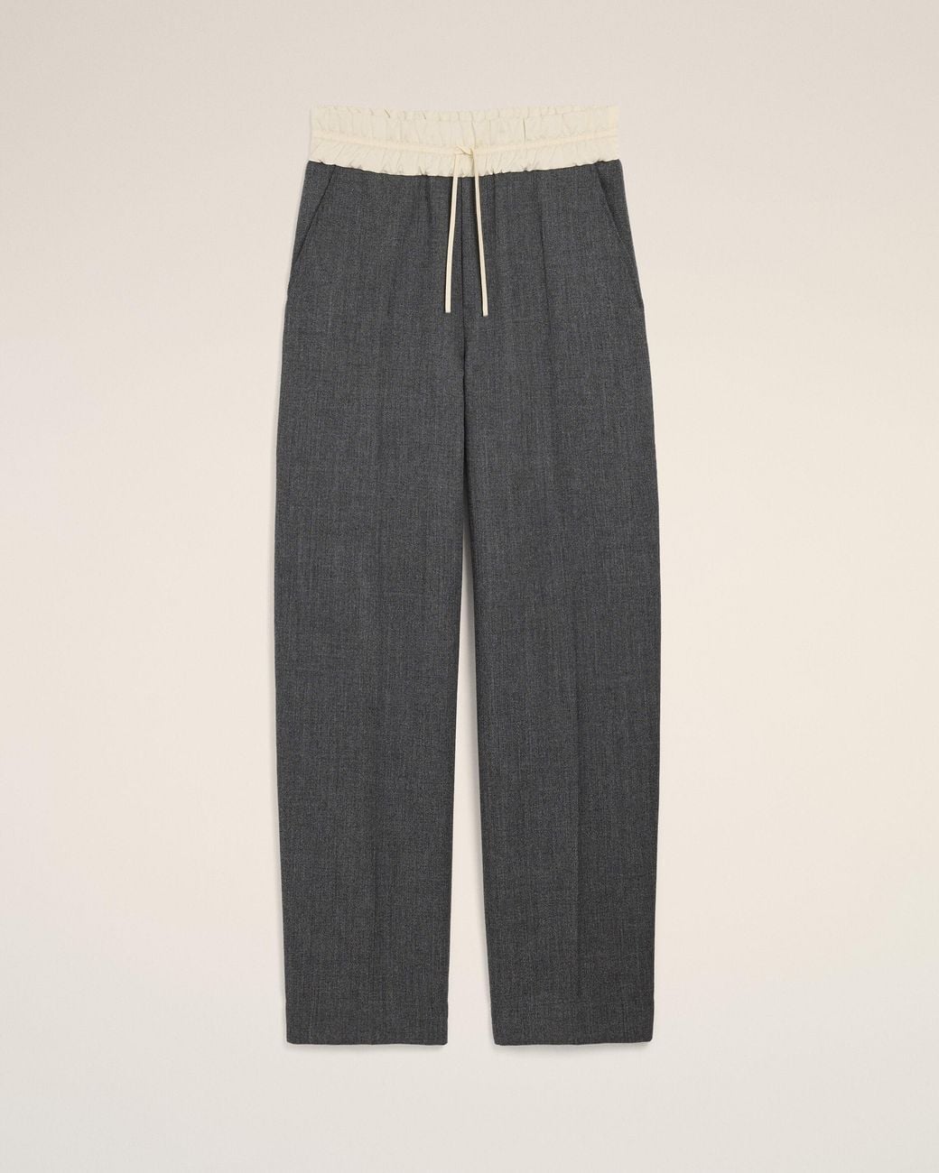 AMI Multicolor Elasticated-Waist Wool And Satin Trousers for men
