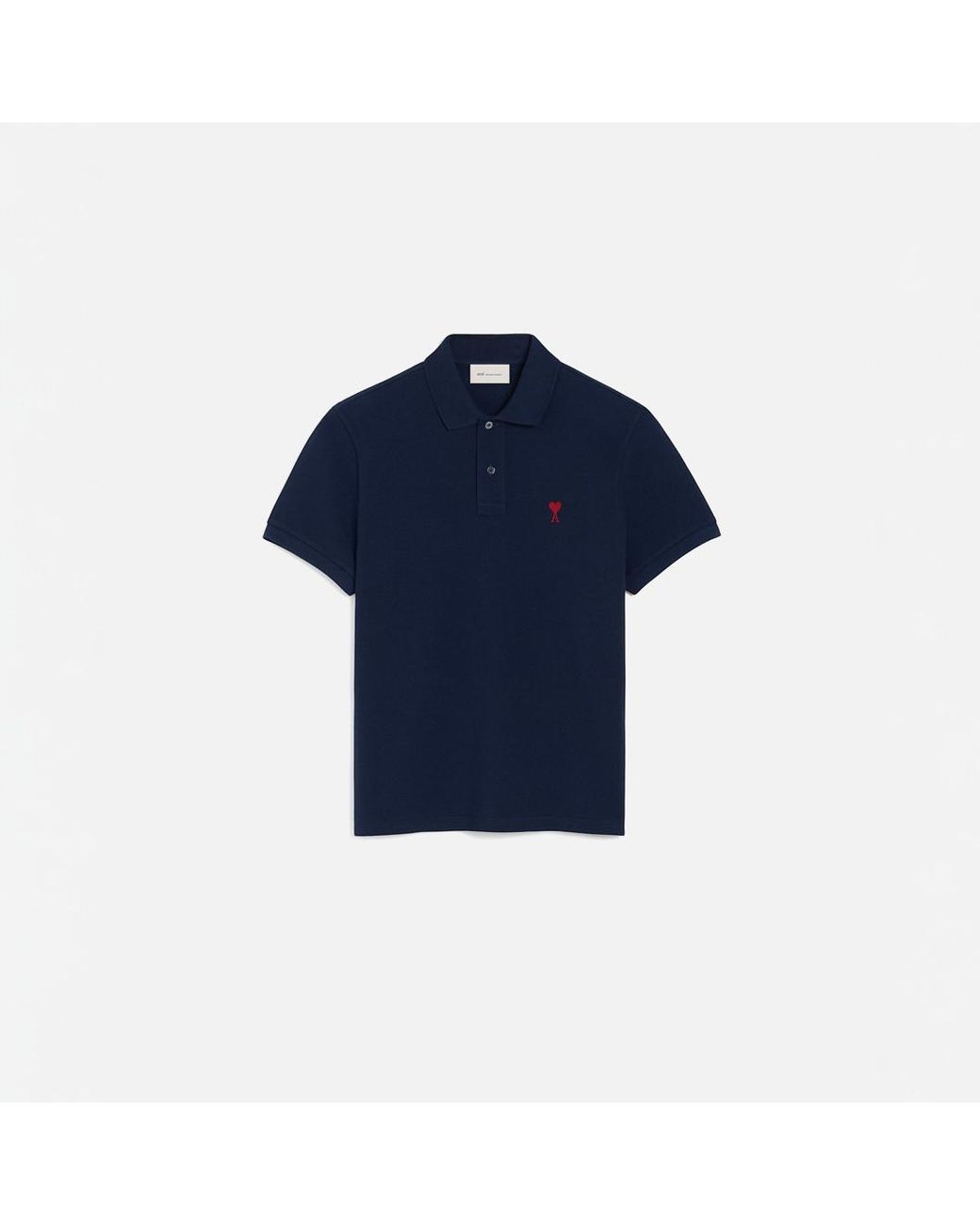 AMI Blue Cotton Polo With Ami De Coeur