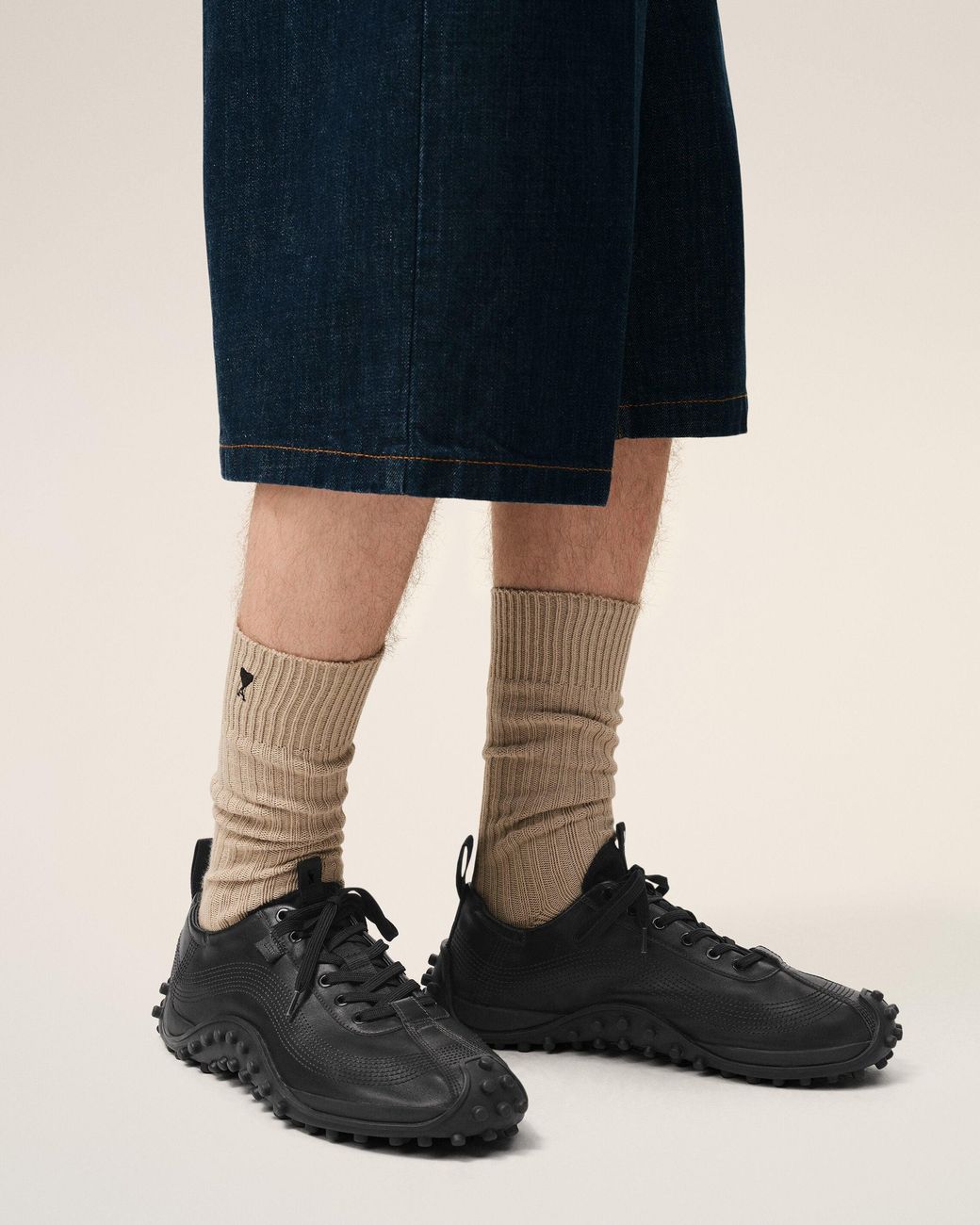 AMI Black Cow Leather Mirage Sneakers