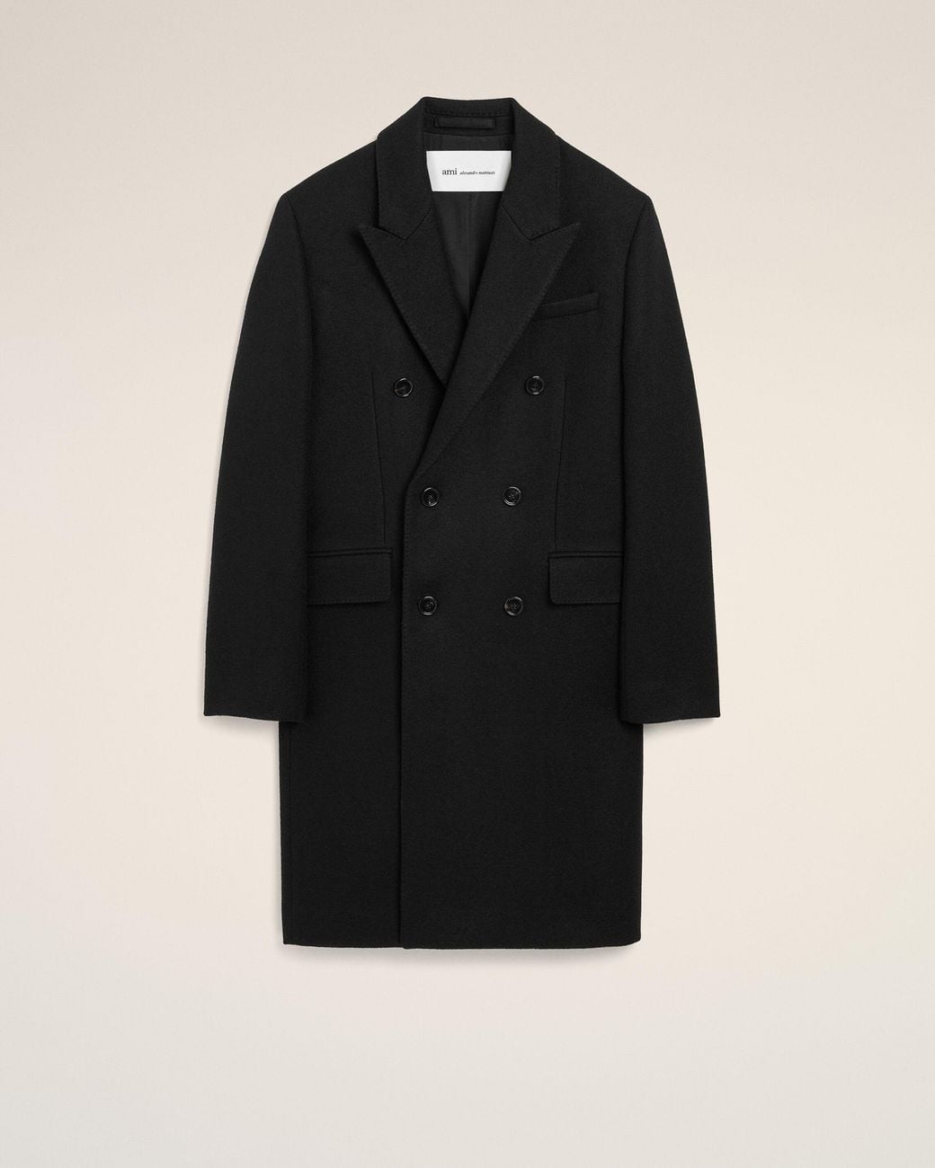 AMI Black Double Breasted Wool Coat