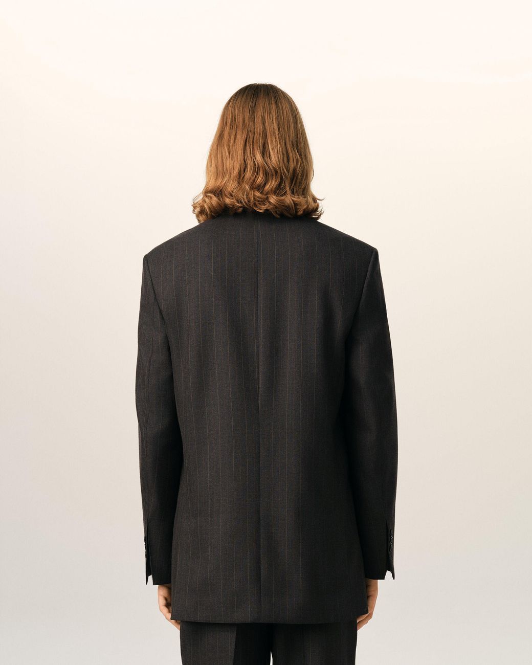 AMI Black Double Breasted Striped Wool Blazer for men