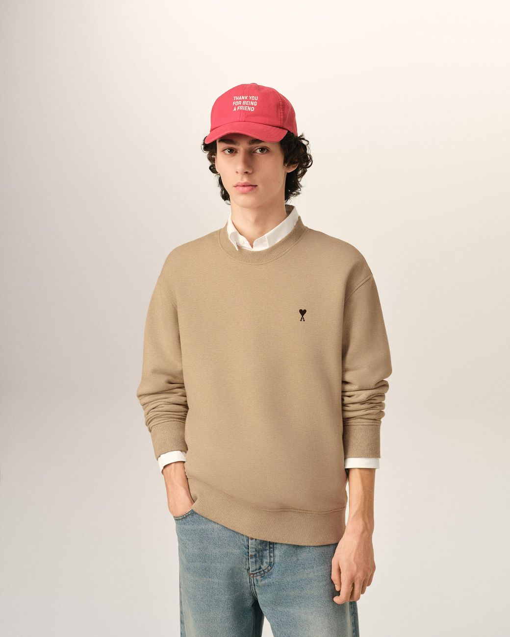 AMI Natural Cotton Sweatshirt With Ami De Coeur for men