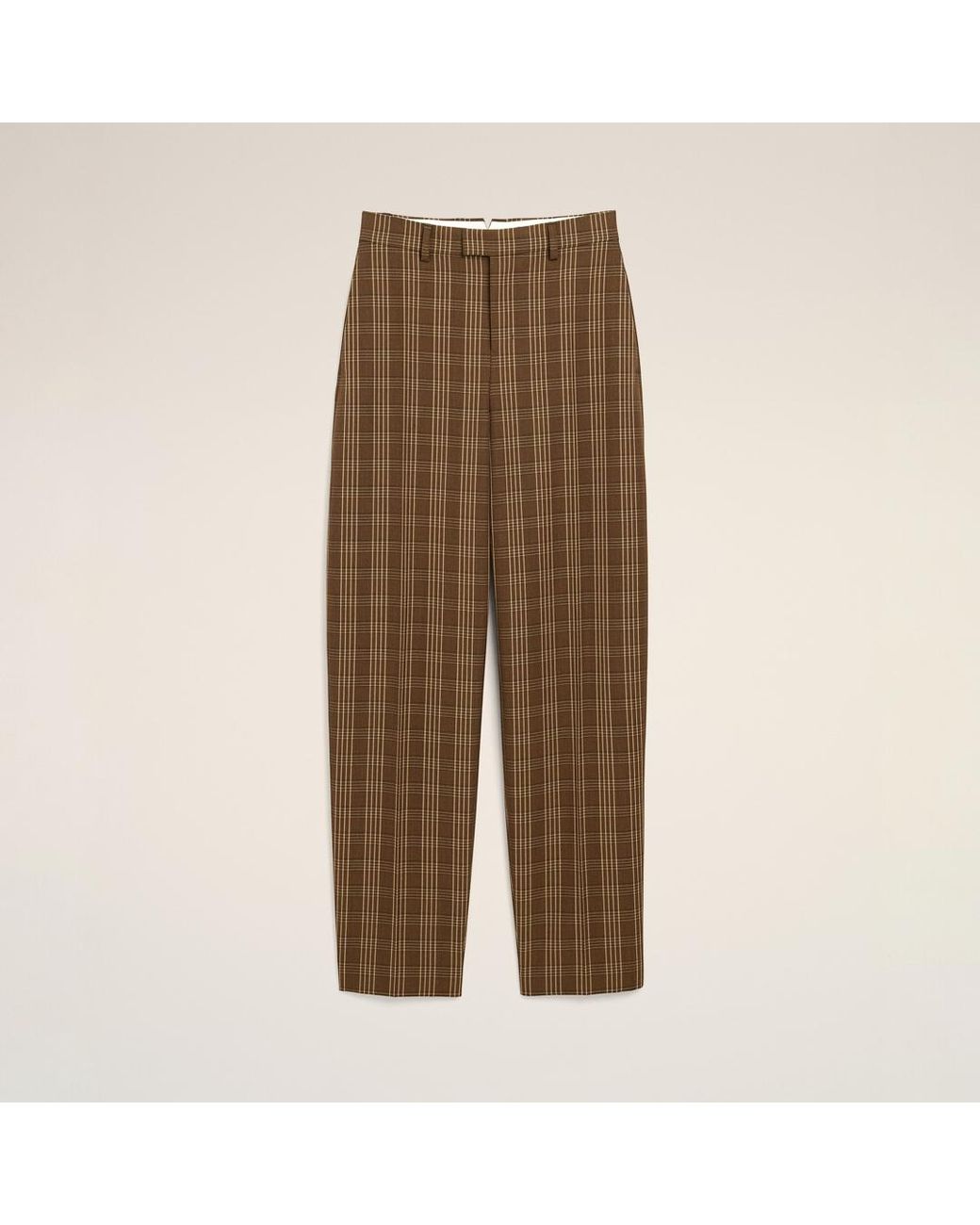 AMI Natural Balloon-Fit Checkered Wool Trousers