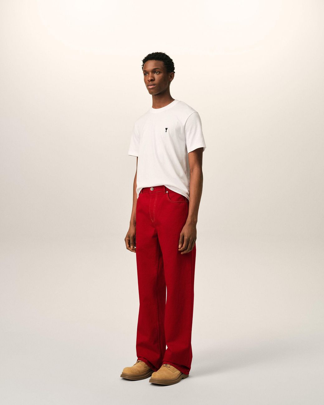 AMI Red Large-Fit Cotton Jeans for men