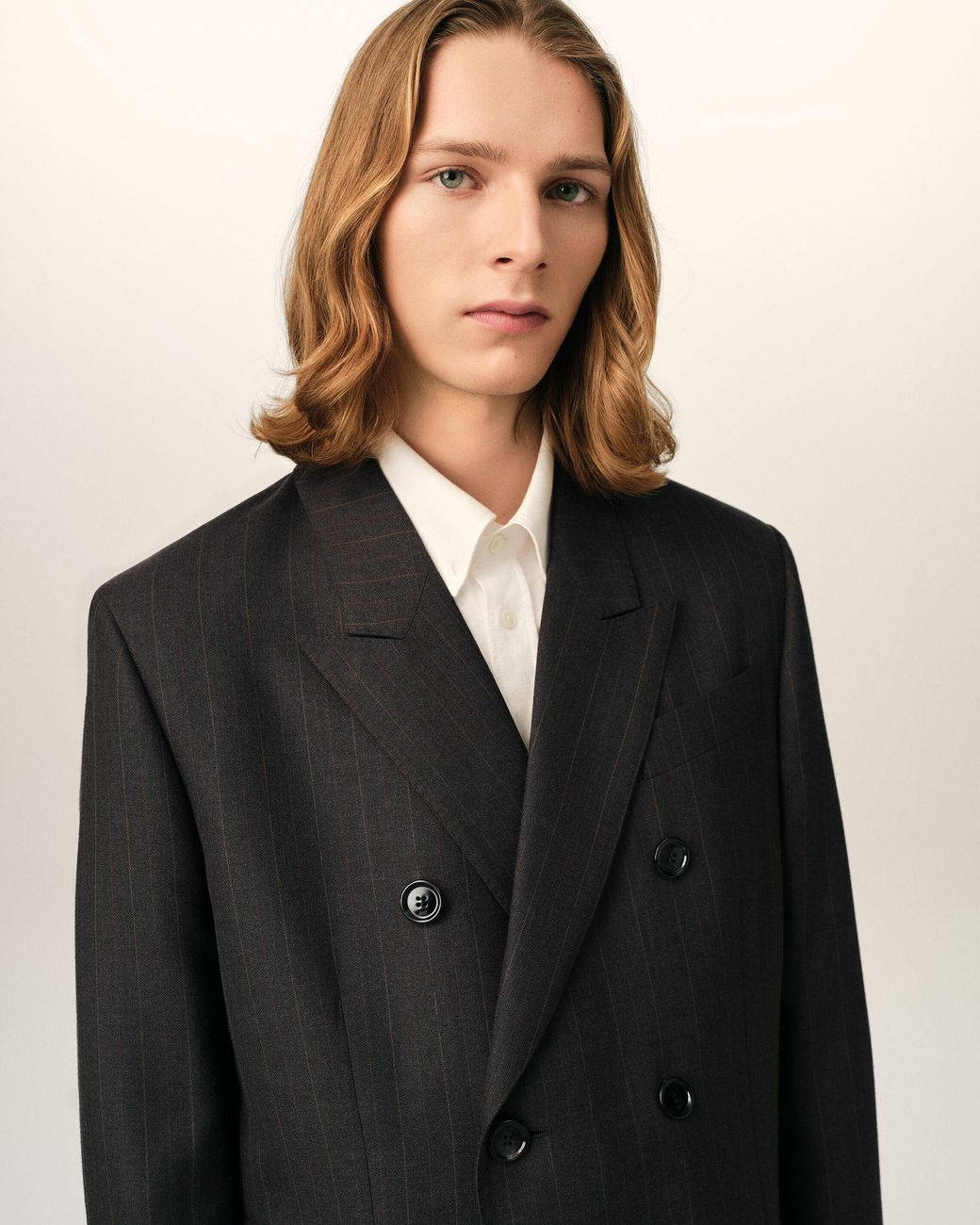 AMI Black Double Breasted Striped Wool Blazer for men