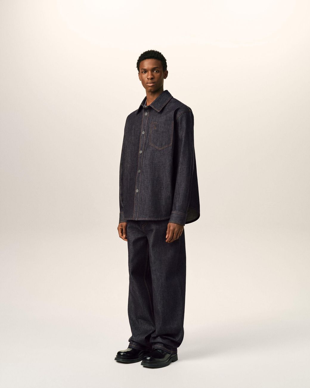 AMI Blue Cotton Overshirt With Ami De Coeur