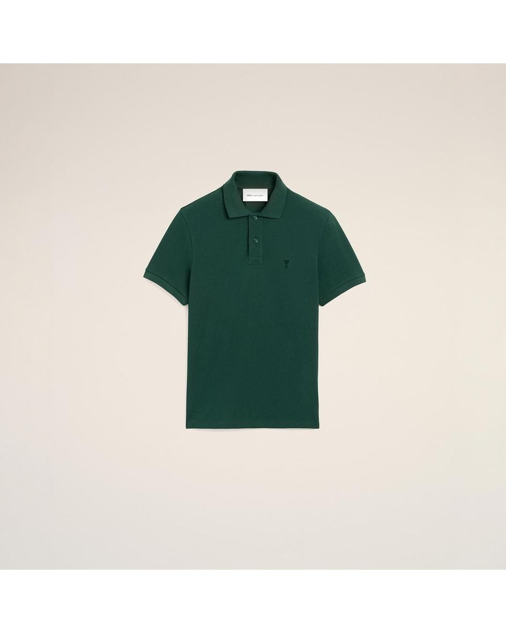 AMI Green Cotton Polo With Ami De Coeur for men