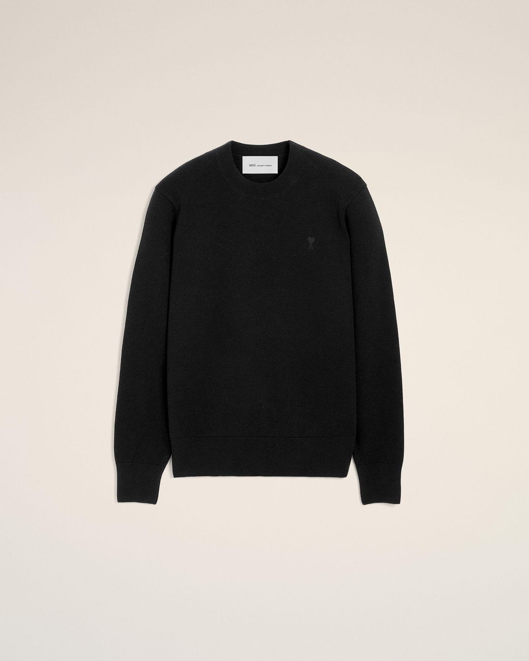 AMI Black Crewneck Wool Sweater With Ami De Coeur for men