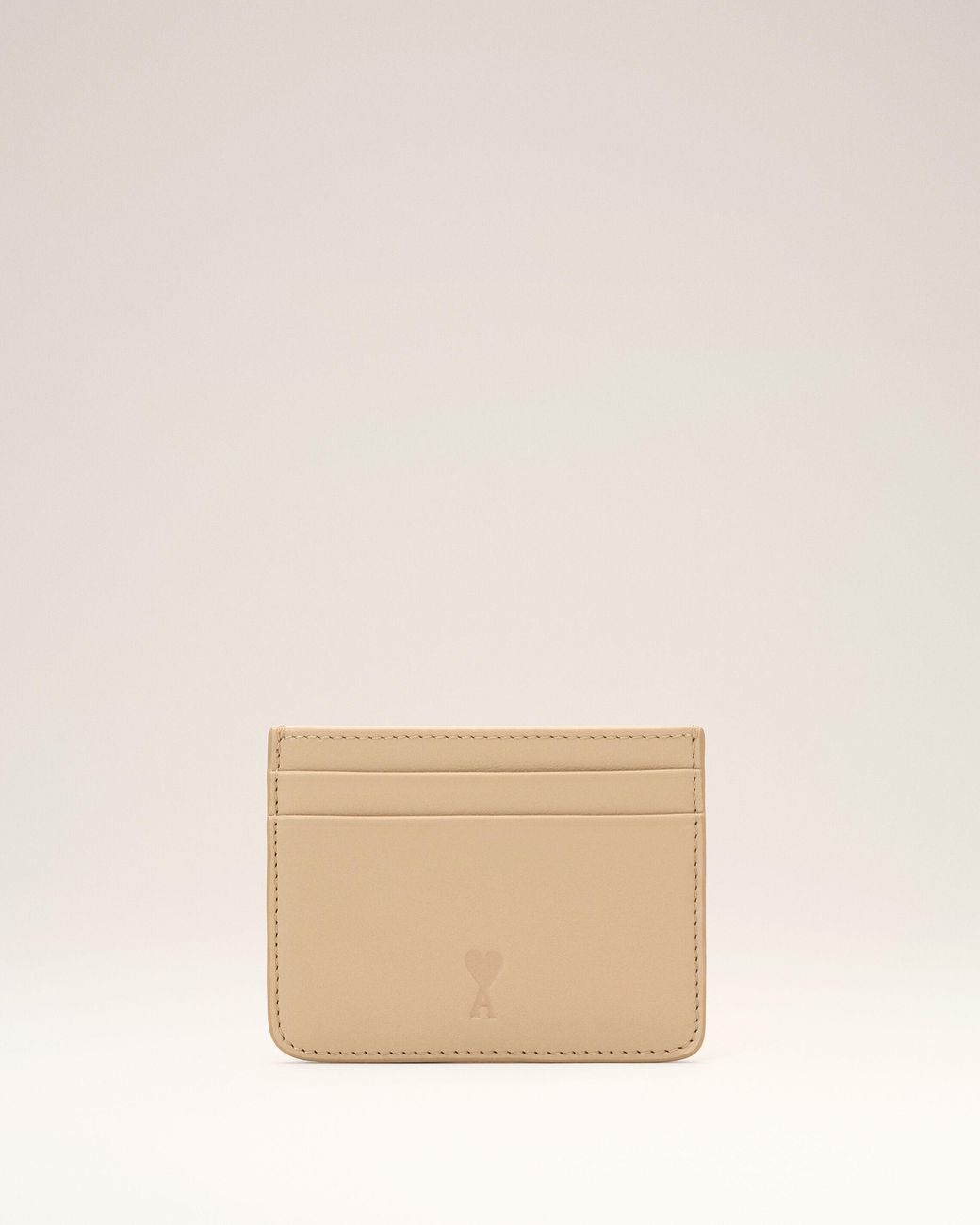 AMI Natural Cowhide Leather Card Holder With Ami De Coeur