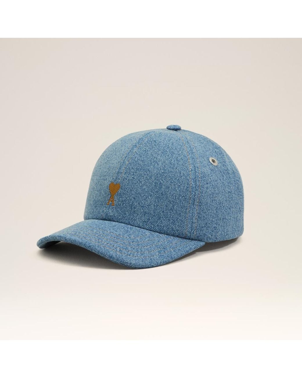 AMI Blue Denim Ami De Coeur Embroidery Cap