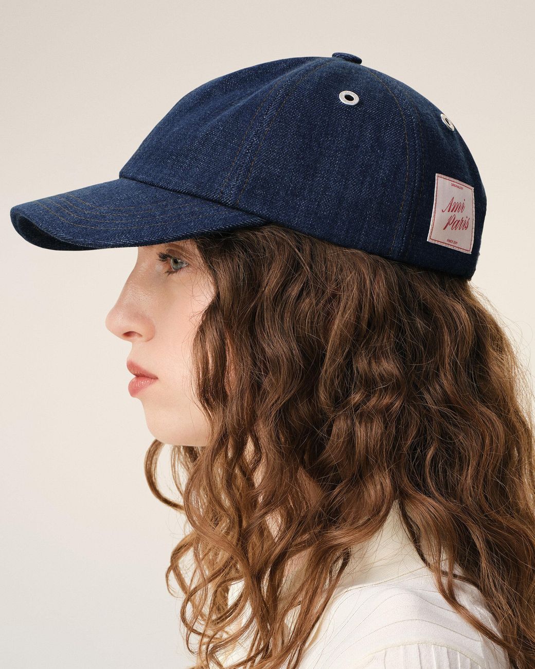 AMI Blue Denim Side Patch Cap