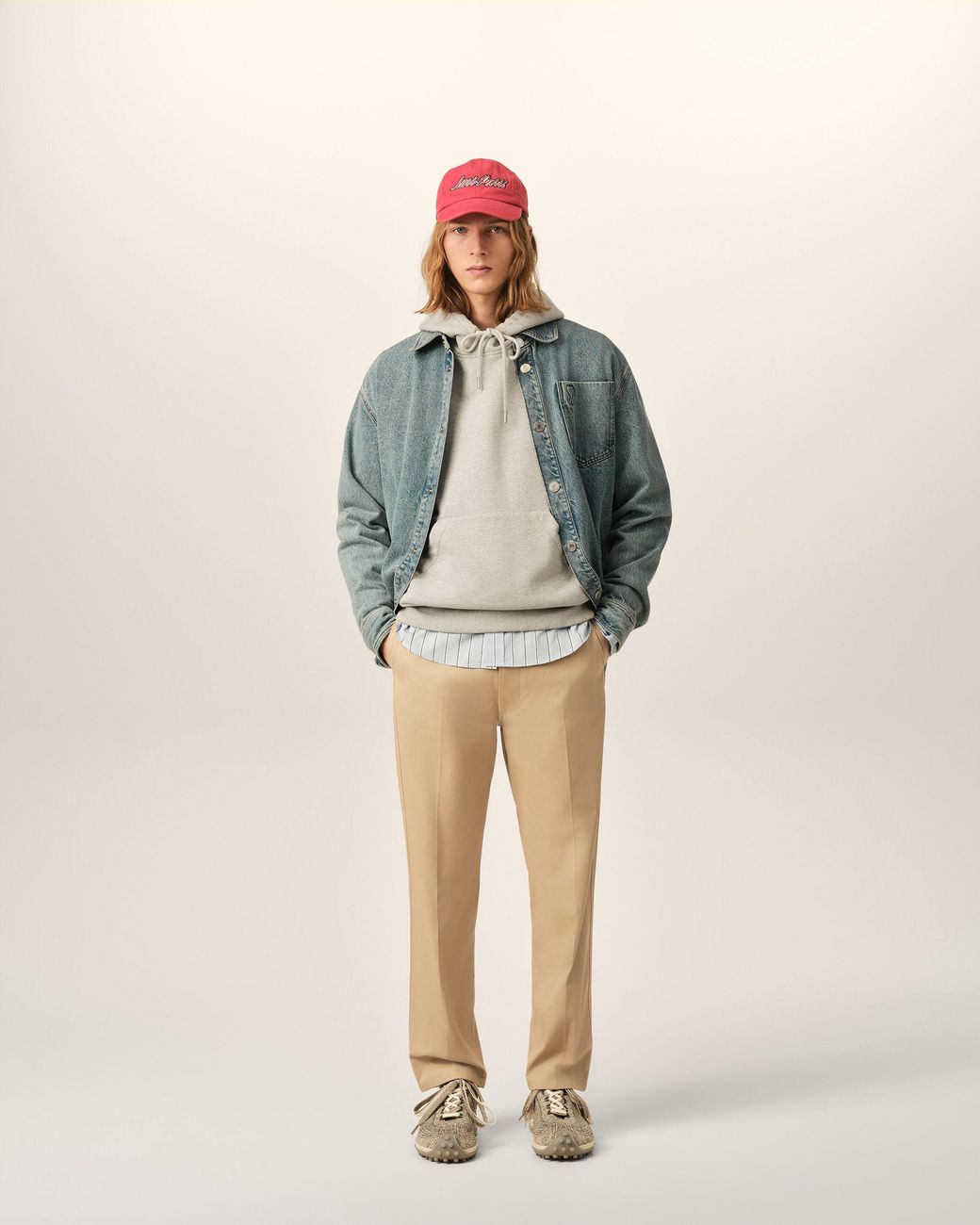 AMI Natural Parisian-Fit Cotton Trousers for men